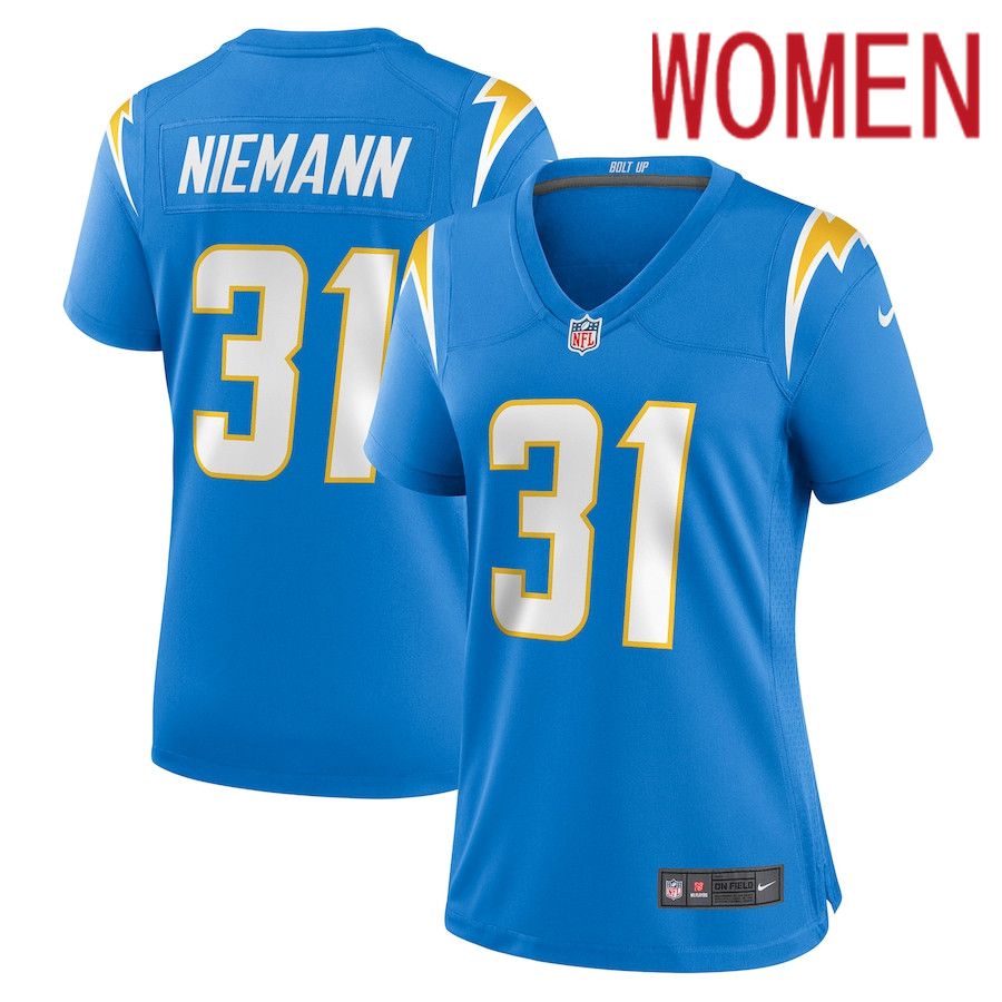 Women Los Angeles Chargers 31 Nick Niemann Nike Powder Blue Game Player NFL Jersey